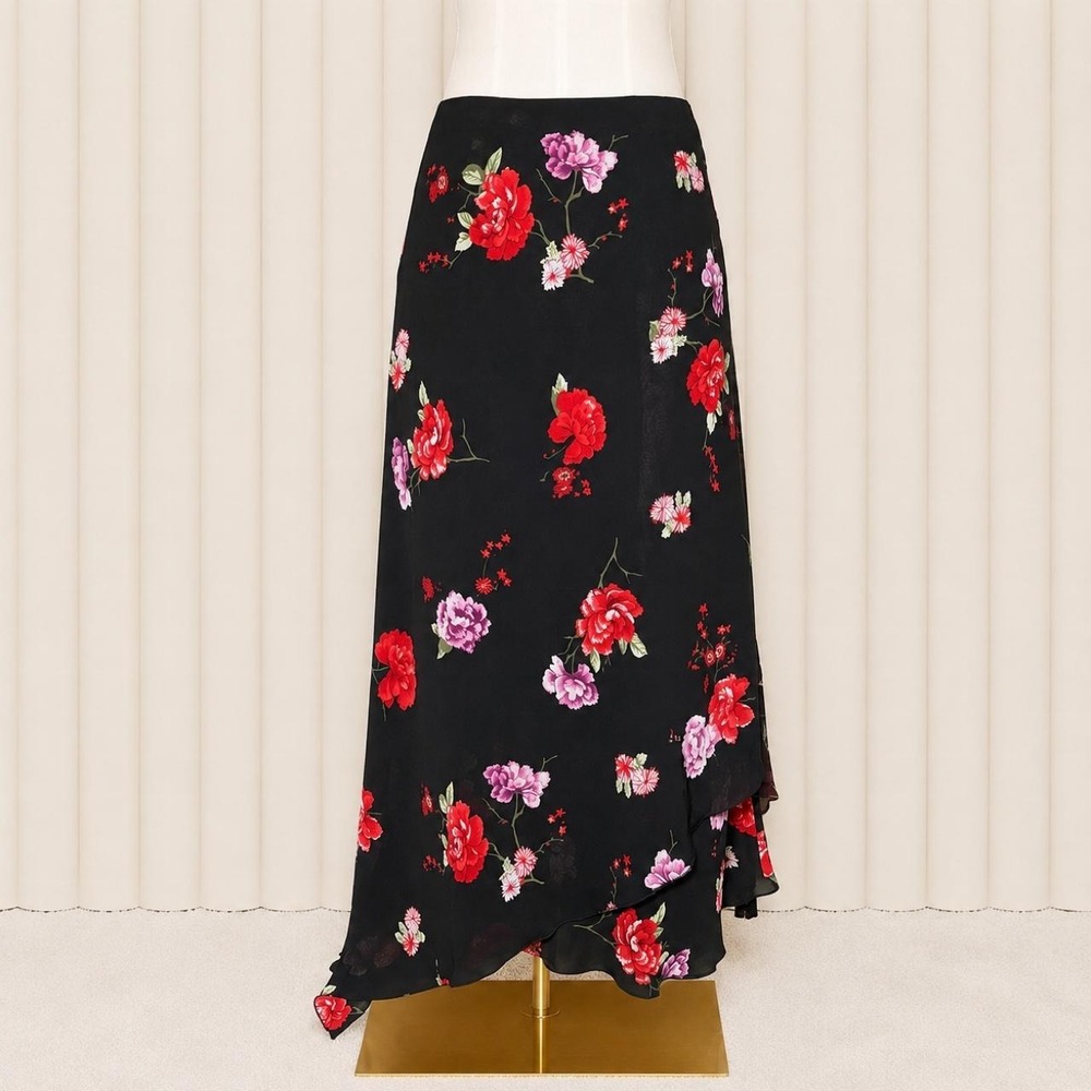 Vintage Y2K Floral Asymmetrical Maxi Skirt